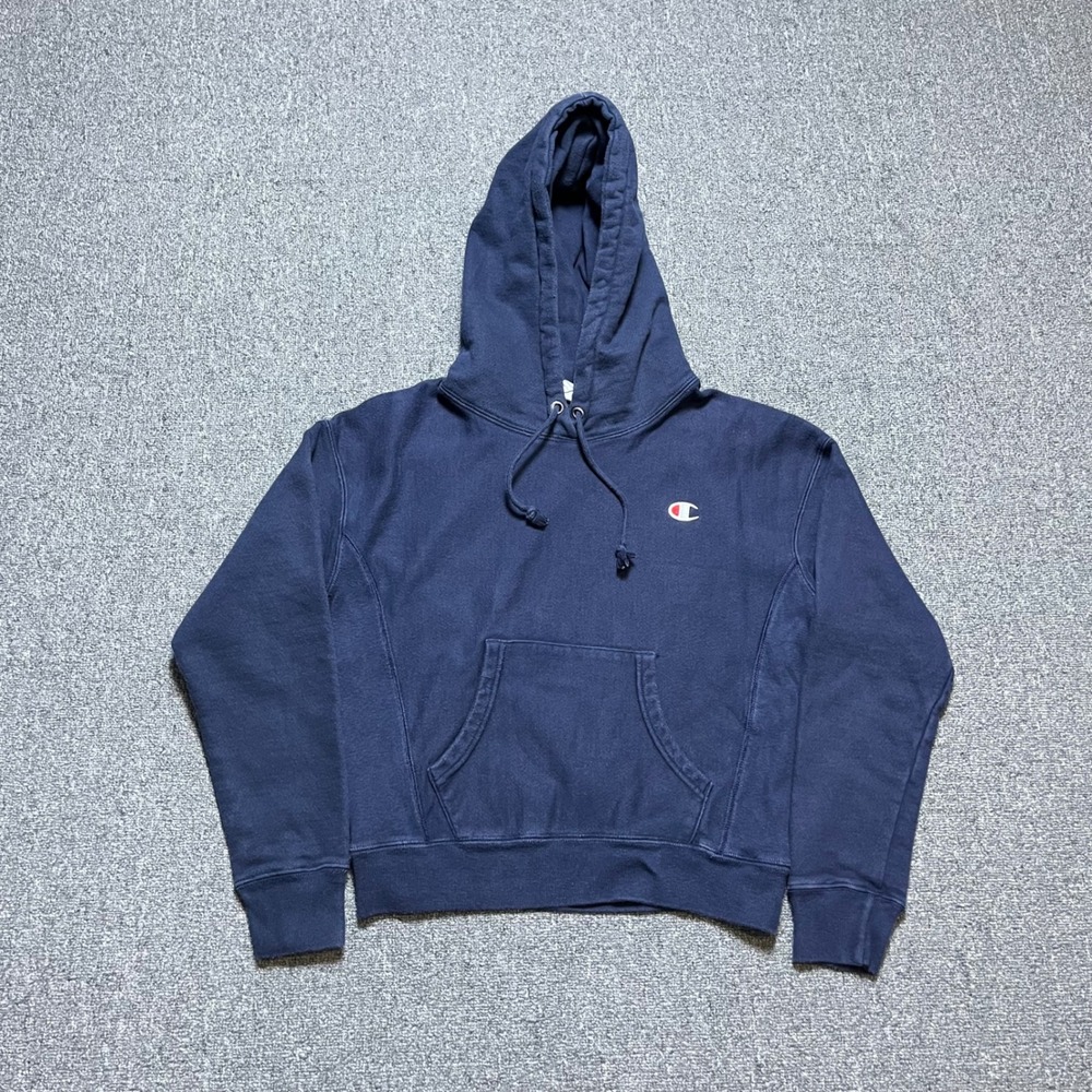 Champion Reverse Weave Hoodie XS Navy Blue Pullover Sweatshirt C Logo‎